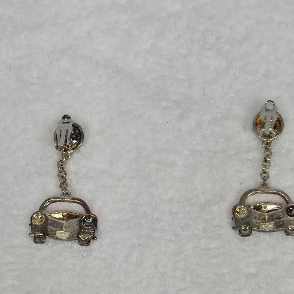 Vintage Mary Kay‎ Pink Cadillac Earrings Rhinestone Kitsch Car Novelty